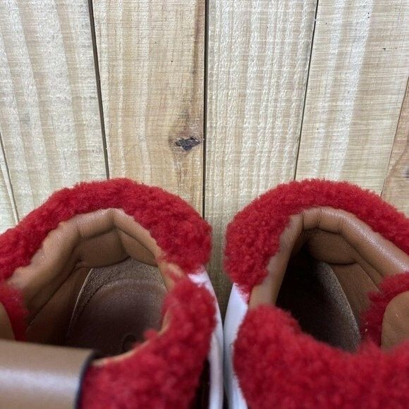 NEW Coach G1493 White Red Leather Shearling Boots Women's SZ 6 B G - Picture 3 of 12